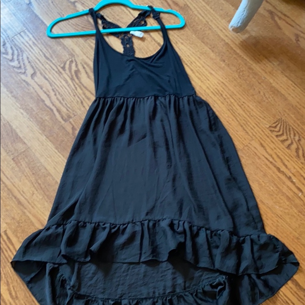 High low dress with black lace straps
